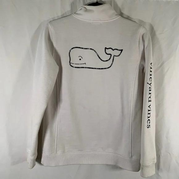Vineyard Vines Sweater Women's Small White Graphic Print 1/4 Zip Long Sleeve - Picture 11 of 13